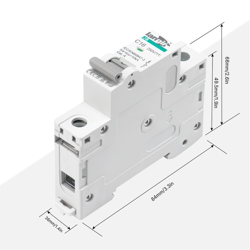 LANGIR DC 15A (16A) Circuit Breaker, 1 Pole DIN Rail