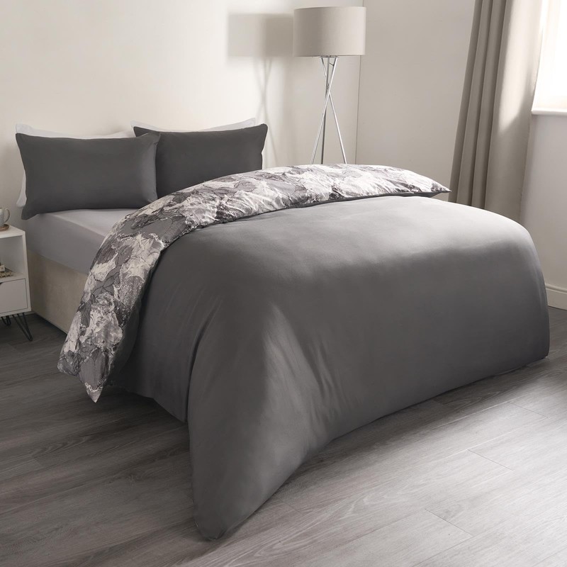 OHS Double Duvet Set, Reversible Marble Bedding Super Soft Double