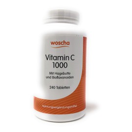 woscha Vitamin C 1000 mg with Rosehip and Bioflavonoids 240 Tablets (384 g) (Vegan)