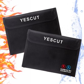 YESCUT Fireproof Safe Bag, Money Collection Bag, Valuable Document Storage Case, Cash Storage Case, Fireproof Case, 15.0 x 9.1 x 7.1 inches (38 x 28 x 23 x 18 cm), Set of 2, Set of 2, Fireproof,