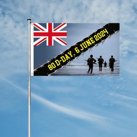 5ft x 3ft D-Day Flag,D Day Landing Flags,Lest We Forget Flags with Brass Grommets,D-Day Memorial Flag Remembrance Day Flag Outdoor Indoor Armistice Day Flag,D-Day 80th Anniversary Flag Banner Décor