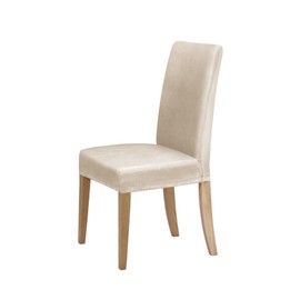 Sherwood Home Premium Faux Suede Eco-Friendly Durable Luxuriously Smooth to Touch Stretchable and Easy to Maintain Fabric Easy to Install Anti-Slip Dining Chair Cover Protector (1 Seater) - Cream