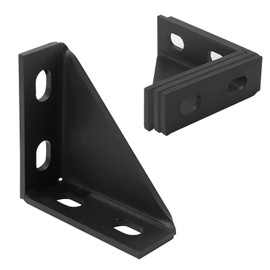 4 Pcs 90 Degree Gusseted Fitting for 1-5/8" Channel,4x4x 1-1.5" Carbon Steel Q235B Heavy Duty Connection with Black Powder Coated,4 Slotted Hole Right Angle Connector,Gusset Corner Brace Fastener…