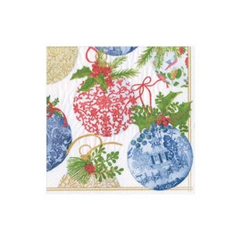 Caspari Porcelain Ornaments Paper Cocktail Napkins - Two Packs of 20