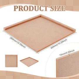 BENECREAT 10.6x10.6 Inch Heat Resistant Glass Work Surface, 1/2 Inch Thick Glass Supplies Blank, MDF Wood Board with 2 Edges for Protecting Table Countertop