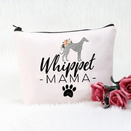 POFULL Whippet Dog Owner Gift for Her Whippet Lover Gift Whippet Mom Makeup Bag (Whippet mom bag)
