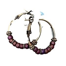Beaded Bronze Hoop Earrings. Jewelry Earrings for Women #3298FE644