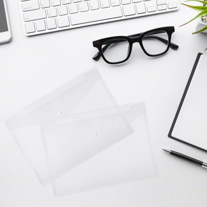 Pack of 10 A4 Plastic Wallets, Transparent Plastic Folder, Document