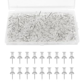 200pcs Clear Push Pins - Drawing Pins with Storage Box, Pins for Pinboard, Notice Board Pin, Thumb Tacks for Wall Hangings, Cork Board, Maps Posters Photos, Pinboard, Notice and Bulletin Boards