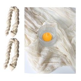2 Pcs Table Runner Cheesecloth Wedding Decor Arch Draping for Wedding Bridal Baby Shower Birthday Party Crinkle Cheese Cloth Table Decor 90 x 400 cm Long