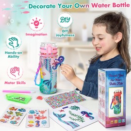 Gifts for 5 6 7 8 9 Year Old Girls: Arts and Crafts for Kids Age 5-10 Decorate Water Bottle Toys Girls Birthday Presents Age 4-12 Mermaid Toy for 6-8-10 Years Craft Sets with Glitter Gem Stickers Art