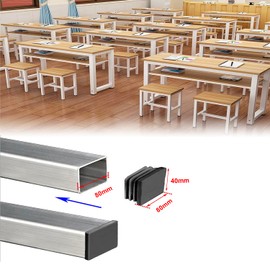 Zaky Lamellar Plugs for Square Tubes, 80 x 40 mm, Black, Rectangular Tube Plugs for Square Tube, Plastic Foot Caps, Pack of 12