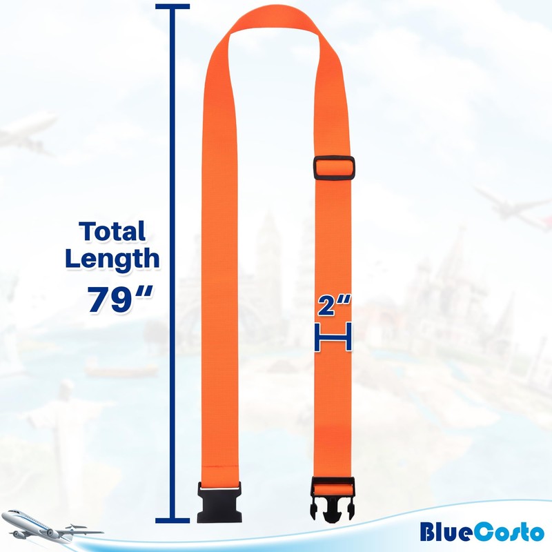 Luggage Straps for Suitcase - Orange, 6.5 ft x 2
