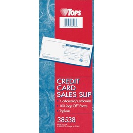 Tops, 38538, Credit Card Sales Slip, 7 7/8 x 3-1/4, Three-Part Carbonless, 100 Forms