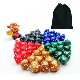 50pcs Assorted D10 Pack, 5X10pcs 10 Sides Dice Marble Polyhedral Dice D10 Set