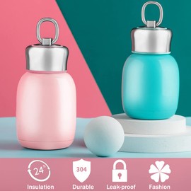 Mini 7 oz Stainless Steel Water Bottle, Portable Small Sports Vacuum Insulated Water Bottle Leak Proof Sport Tumbler Cup Hot and Cold Water Bottle (Peach pink)