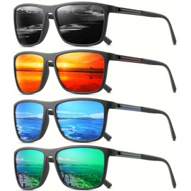4PACK Polarized Sunglasses for Men Classic Lightweight Driving Fishing Golf Sun Glasses UV Protection Goggles