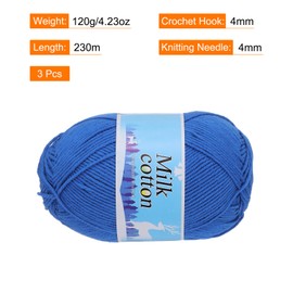 Rebower Cotton Yarn,60% Cotton and 40% Acrylic Fibers Soft Knitting Yarn [for Hand DIY Bag Cushion Crocheting Knitting Projects Home Decor], -3 Skeins/3×252yards/3×4.23oz/Navy Blue