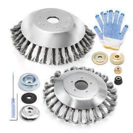 LIDSCURA 6'' 8'' 2pcs Rotary Steel Wire Weed Brush Cutter Trimmer Head with Universal Adapter Kit Compatible with String Trimmers, Moss Grass Rust Removal, Gardening Lawnmower