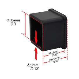 Flyshop Square Anti-Slip Rubber Leg Tips Chair Leg Caps Furniture Table Coveres Floor Protectors 1-Inch x 1-Inch, 25 x 25mm Black 10Pcs