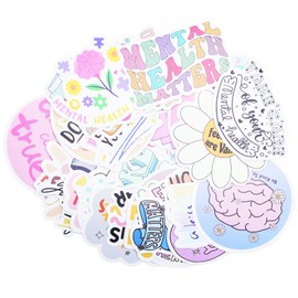 Mental Health Scrapbook Stickers Mind Health Scrapbooking Sticker Motivational Stickers Inspirational Quotes Scrapbook Sticker for Water Bottle, Cell Phone, Laptop, Planners, Suitcase - 50Pcs