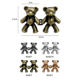 GVSAVY 6 Pairs of Waist Buckles, Bear Waist Buckles, Detachable Buckles, Jeans Buttons, Metal Waist Buckles, Pants Waist Cincher, Suitable for Belts, Pants, Coats