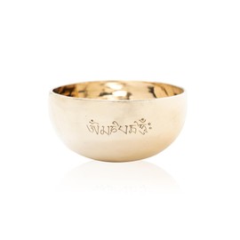 Tibetan Singing Bowl with Mantra Engraving I 300-350 g I Highly Polished I Hand Forged I for Meditation, Yoga, Relaxation I Fair Trade from Nepal I Includes Clapper and Felt Pad