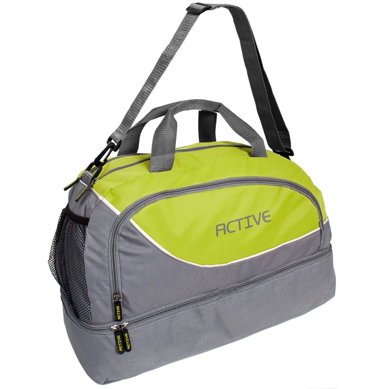 BRUBAKER Small Sports Duffel Bag Gym Bag Grey Green