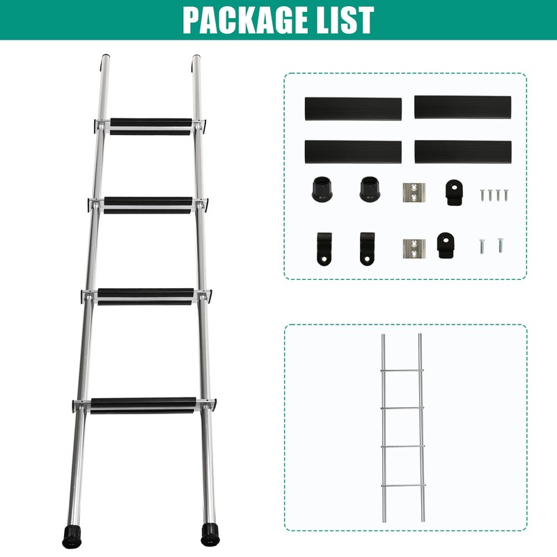 OUTPRIZE 57" RV Bunk Ladder, 4 Step Integrated Aluminum Camper
