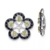 Unbranded 16mm Sterling Silver Peridot & Black Sapphire Earrings Jacket