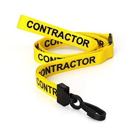 CKB LTD Yellow Contractor Lanyards Breakaway Safety Lanyard Neck Strap Swivel Plastic Clip for ID Card Holder Pull Quick Release Design Pack of 10