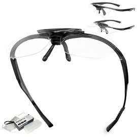 Gokei Loupes Glasses, Flip-up Loupe, Blue Light Cut, Magnifying Glasses, Glasses-Type Magnifier, Eyeglass Type Magnifier, Magnifier, Men's, Women's, Fine Work, Radiation Prevention, Magnification,