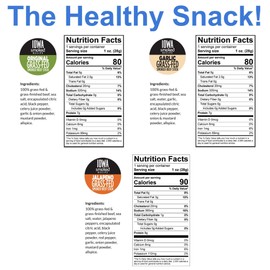 Beef Jerky Variety Pack, Iowa Smoked Recipe 3 Flavors, No Sugar, Non-GMO, 100% Grass Fed Beef Sticks. No Nitrates, Gluten, Soy, MSG, Dairy, or Nuts. Paleo, Whole30 and Keto Snack. Low Calorie High Protein Meat Stick (8 Original, 8 Garlic, 8 Jalapeño, 24 