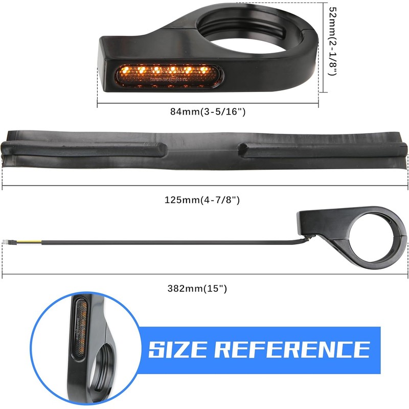 DREAMIZER 2PCS Flowing LED Motorcycle Turn Signals w/Running Light 12V