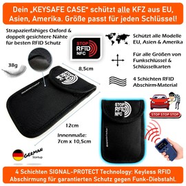 MakakaOnTheRun Car Key Case - Keyless Go Protection Car Key Case with 2 RFID Protection Compartments Car Key Protection Keyless / Car Key Bag for All Cars from EU, Asia & America, Black Ten Pack