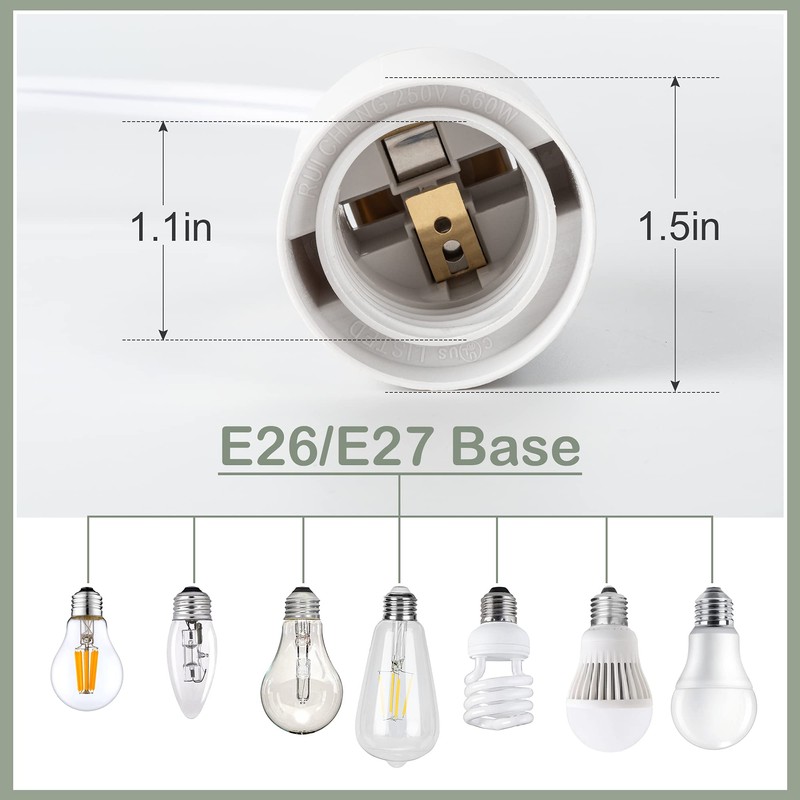 JACKYLED Extension Hanging Lantern Cord Cable UL 12Ft E26 E27