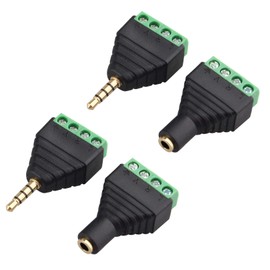 Jopto 2 Set 3.5mm 4 Pole Balun Converter Plug Connector Adapter - Audio Video AV PC Male to 4-Pin Screw Solderless Terminal Female for Stereo Sound Headphone Headset Microphone Earphone CCTV