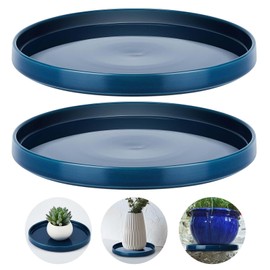 Sunnychicc 2 Pcs 7 Inch Ceramic Plant Saucer Outdoor Indoor Plant Tray Round Flower Pot Drip Trays Blue Flower Drainage Tray Glazed Pots Base for Holding Water Drips and Soil