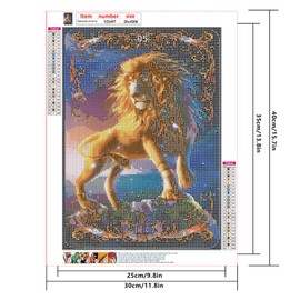 SHEGZHUC Diamond Painting Zodiac Sign Lion 30 x 40 cm 5D Diamond Painting Zodiac Sign Lion Diamond Painting Animals Lion Diamond Painting Art Embroidery Cross Stitch Pictures Gift Wall Decoration