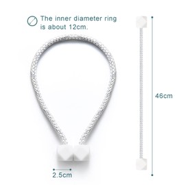 JEEZAO Pack of 6 Magnetic Curtain Tiebacks, Curtain Holders, Rope Buckles, Tiebacks for Home Office Curtains Decoration (White)