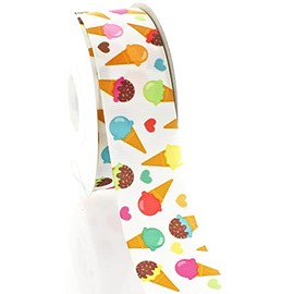 1.5" Sprinkle Ice Cream Cone Grosgrain Ribbon 5 Yards