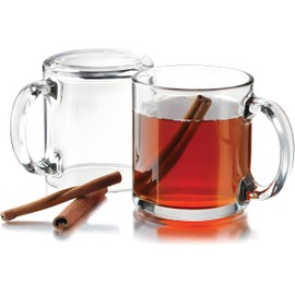 Pack of 2 Clear Glass Coffee Mugs – 13 oz Heavy-Duty Thick-Walled Cups for Hot Beverages – Durable, Elegant, Heat-Resistant Glassware for Coffee, Tea, Lattes, and More