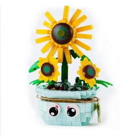 XunYang Mini Blocks Potted Plant Building Sunflowers Set, Flowers Building Blocks for Home Office Decor, Birthday Gifts - 320pcs
