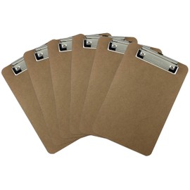 Trade Quest Memo Size 6'' x 9'' Clipboard Low Profile Clip Hardboard (Pack of 6)