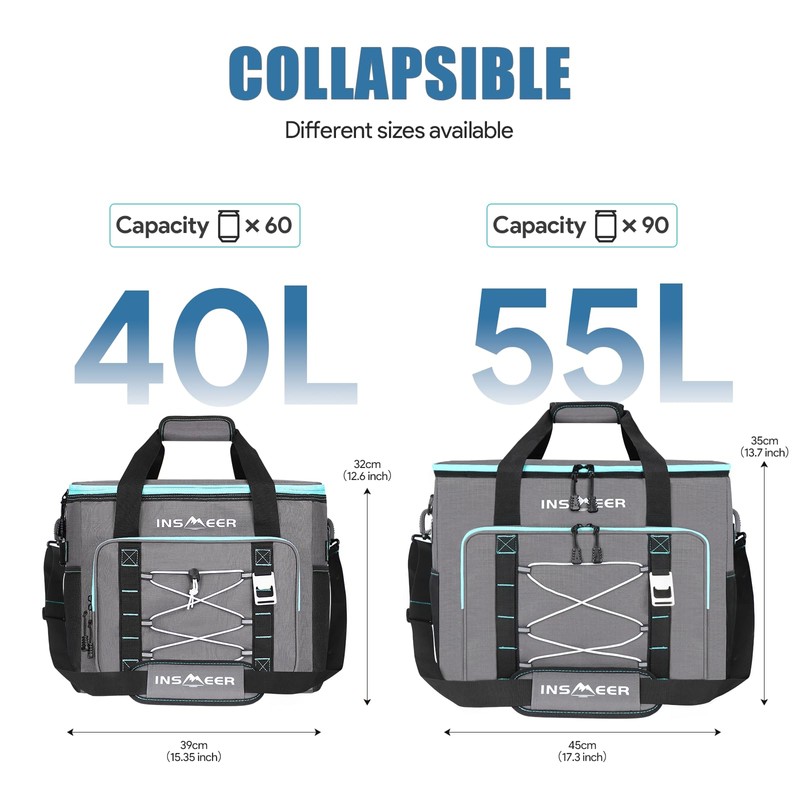 INSMEER Cooler Bag 90 Cans/55L, Insulated Soft Sided Cooler with