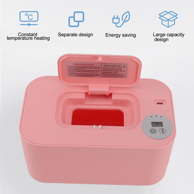 Wipes Warmer with Night Light Temperature Adjustable Refillable Multifunctional Portable