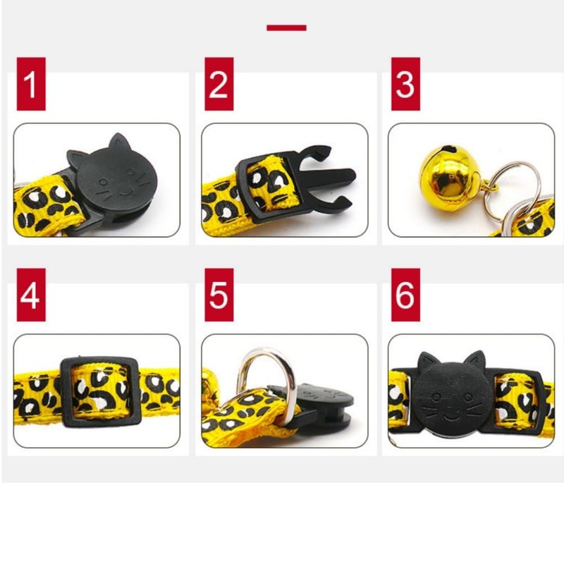 Richeng Reflective 2 Pack Breakaway Cat Collars with Bell Leopard