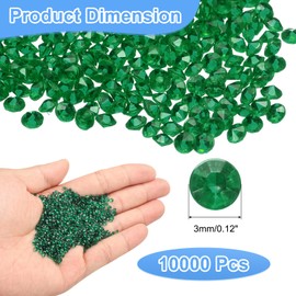 sourcing map 10000Pcs Wedding Table Scatter Confetti Fake Crystals Acrylic Diamonds Rhinestones Vase Fillers Gems for Crafts,Table Centerpiece Decor, Bridal Shower Party (Dark Green, 3mm)