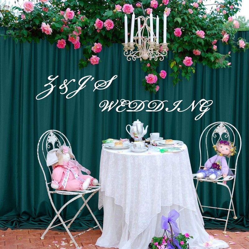 MEETSKY Hunter Green Backdrop Curtains for Parties Wedding Curtains Rod