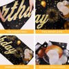 ANOMM Happy 18th Birthday Banner, 18th Black Gold Fabric Happy